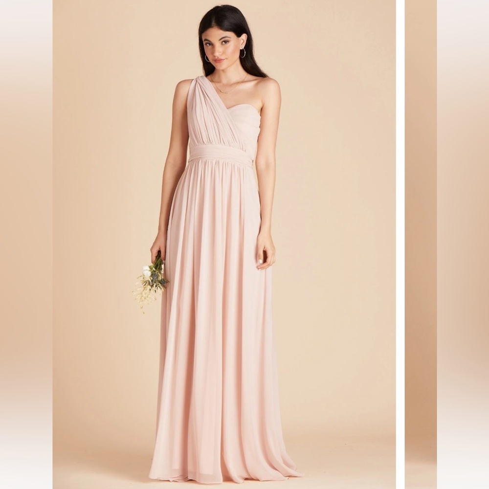 Birdy Grey Grace Convertible Chiffon Bridesmaid dress in Pale Blush, size small